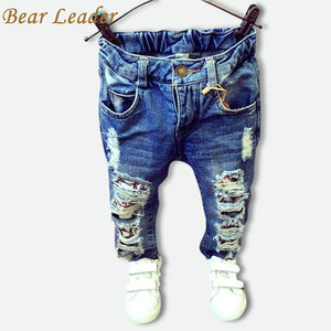 Bear Leader Children Broken Hole Pants Trousers 2018 Baby Boys Girls Jeans Brand Fashion Autumn 2-7Y Kids Trousers Clothes