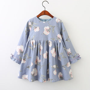 Bear Leader Girls Dress 2018 New Autumn Casual Style Flowers Printing Princess Dress Long Sleeve O-neck Design for Kids Dress