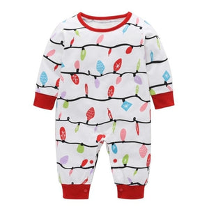 Family Christmas Pajama Family Matching Clothes Mummy Dress Daughter Clothes Set Newborn Baby Romper