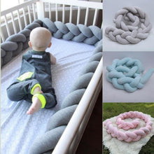 Load image into Gallery viewer, 100/200cm Baby Bed Bumper Handmade Long Knotted Braid Weaving Plush Baby Crib Protector Infant Knot Pillow Room Decor