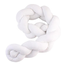 Load image into Gallery viewer, 100/200cm Baby Bed Bumper Handmade Long Knotted Braid Weaving Plush Baby Crib Protector Infant Knot Pillow Room Decor