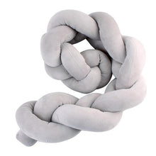 Load image into Gallery viewer, 100/200cm Baby Bed Bumper Handmade Long Knotted Braid Weaving Plush Baby Crib Protector Infant Knot Pillow Room Decor