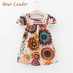 Bear Leader Girls Dress 2017 New Summer Style Girl Clothes Sleeveless Sunflower Print Design China Dresses Children Clothes 3-7Y