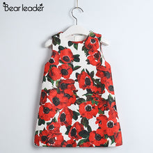 Load image into Gallery viewer, Bear Leader Girls Dress Summer Style Floral Printing Clothes Sleeveless Red Round Collar Design for Girls Princess Dress 3-8Y