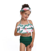 Load image into Gallery viewer, 2019 New Parent-child Swimsuit Leaf Print Halter Bikini Set Mommy Daughter Swimwear family matching clothes Hot Sale