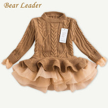 Load image into Gallery viewer, Bear Leader Girls Dress 2019 Winter Pullover Knitted Sweaters Ball Gown Dress Long Sleeve Outerwears O-neck Kids Knitwear 3-7Y