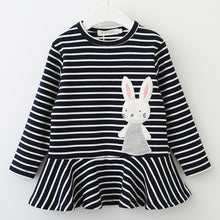 Load image into Gallery viewer, Bear Leader Girls Dress 2018 New Autumn Kids Clothes Long Sleeve O-neck Striped Bunny Rabbit Appliques Design for Girls Dresses